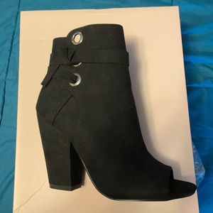 Brand new peep toe Black suede with box